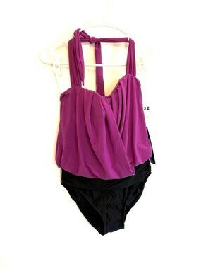 Magicsuit Women’s Purple Black Slimming One Piece Swimsuit Size 8